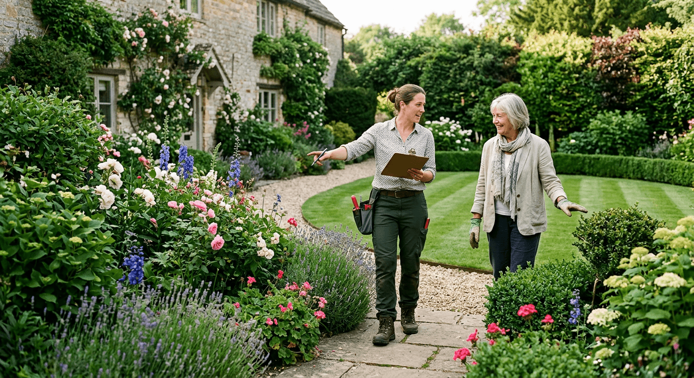 Assessing planting, lawn and hedges for maintenance